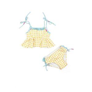 Well Dressed Wolf Yellow Gingham Floral Tankini Swimsuit